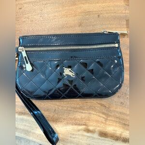 Burberry Patent Leather Quilted zip wallet Wristlet